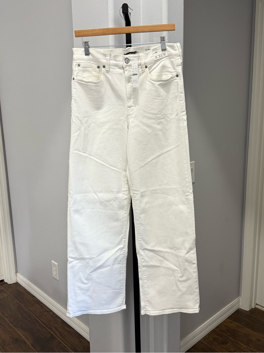 J. Crew TALL Slim Wide Leg White Jeans Size 29T High Rise Super Stretch NWT $148 - Picture 2 of 7
